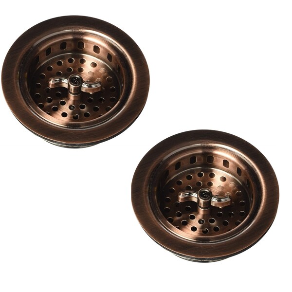 Westbrass Two Wing Nut Style Large Kitchen Basket Strainer in Antique Copper D2135-11 - main